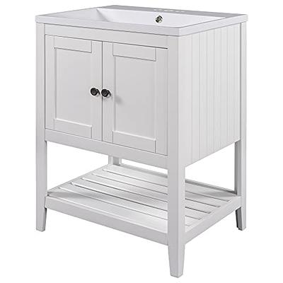 Bellemave 24'' Bathroom Vanity with Top Sink, Modern Bathroom Storage  Cabinet with 2 Drawers, Single Sink Bathroom Vanity with Open Shelf for