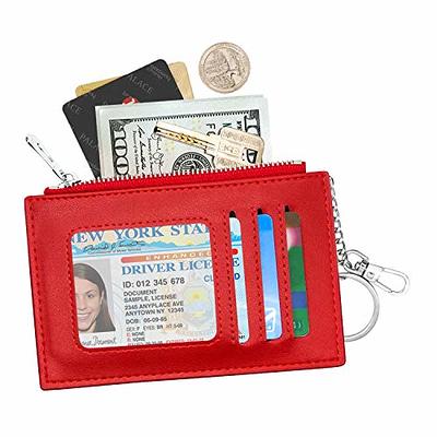 Padike Womens Slim Credit Card Holder Mini Front Pocket Wallet Coin Purse  Keychain (Pink)