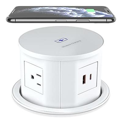 Automatic Pop Up Power Outlet, Popup Wireless Charging Station with 3AC  Plugs + 2 USB, Pop up Electrical Outlets for Countertops, Recessed Hidden