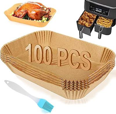 Air Fryer Disposable Paper Liner with Food Tong and Baking Brush, Baking Paper for Air Fryer Oil-proof Food Grade Paper for Oven Air Fryer Baking