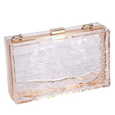 Acrylic clutch bag shoulder bag with removable chain White