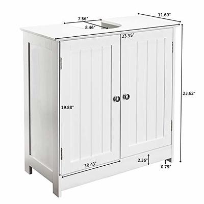 kleankin Pedestal Under Sink Cabinet Bathroom Vanity Cabinet Storage with Double Doors and Adjustable Shelf White