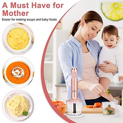 5-in-1 Immersion Hand Blender, 12 Speed Stick Blender for Smoothies, Infant  Food, Sauces, Soups, Puree