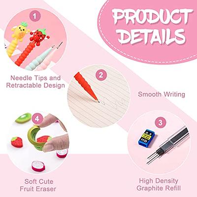 Cute Mechanical Pencil Set with Case, 4PCS 0.5mm Pastel Fast Click  Aesthetic Mechanical Pencils with 480PCS HB Lead Refills, 2 Erasers, 12  Eraser Refills Supplies for Writing