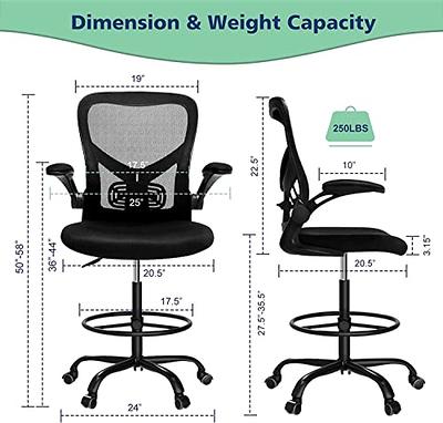 Mesh Drafting Chair Tall Office Chair for Standing Desk Ergonomic Back Support Desk Chair Adjustable Height Task Chair with Foot Ring and Adjustable