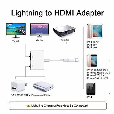 HDMI Cable Compatible with iPhone iPad ,HDMI Adapter Cord for iPhone,1080P  Digital AV Converter for iPhone 11/XR/XS/X/8/7/6 to TV/Projector,Plug and  Play,6 Feet 