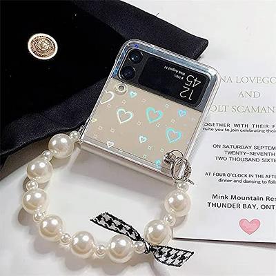 Cute Phone Case Cover for Samsung Z Flip 5,Wave Shape Frame Design Soft TPU  Case with Strap Lanyard Bracelet Case Shockproof Compatible with Samsung Z