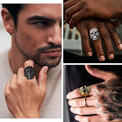 Bestyle Stainless Steel Nordic Compass Black Skull Ring Gothic