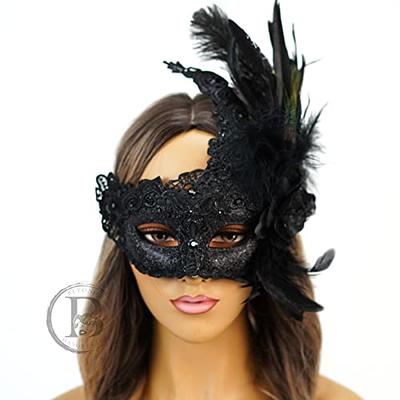 Burlesque Feather Masquerade Mask Mardi Gras Lace Masks for Women Costume  Peacock Feather Masks Venetian Brocade Mask (Gold Black) - Yahoo Shopping