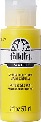 FolkArt Acrylic Craft Paint, Matte Finish, Daffodil Yellow, 2 fl oz 