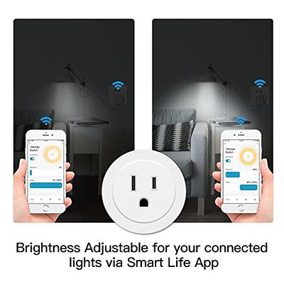 HAPYTHDA Smart Plug with Remote, 2.4GHz Wi-Fi & RF433 Wireless Remote  Control Outlet Light Switch, Works with Smart Life/Tuya APP, Compatible  with Alexa/Google Home, White 