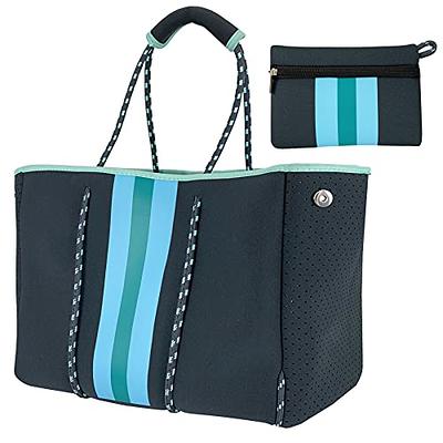 Hidora Neoprene Multipurpose Beach Bag Stylish Gym Bag Large Pool Bag  Shoulder Bag Beach Tote with Inner Zipper Pocket (Stripe Light Green) -  Yahoo Shopping