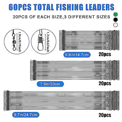 60pcs Fishing Leaders,14.7cm/20cm/24.7cm Stainless Steel Leader