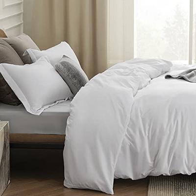 Bedsure White Duvet Cover Queen Size - Washed Duvet Covers, Soft Queen Duvet Cover Set 3 Pieces with Zipper Closure, 1 Duvet Cover 90x90 Inches and 2