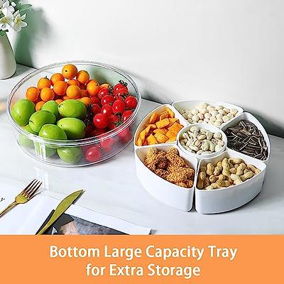 Divided Serving Platter Snack Container Leakproof Reusable with Handle Lid  Appetizer Serving Tray Divided Seasoning Box for Fruits Cookies