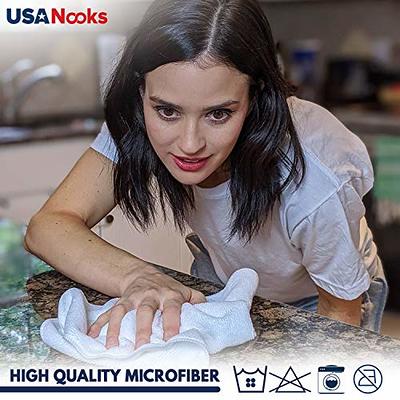 USANOOKS Microfiber Cleaning Cloth Grey - 12pcs (16x16 inch) High Performance - 1200 Washes, Ultra Absorbent Towels Weave Grime & Liquid for Streak