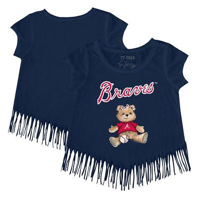 Girls Toddler Tiny Turnip Royal Chicago Cubs Girl Teddy Fringe T-Shirt