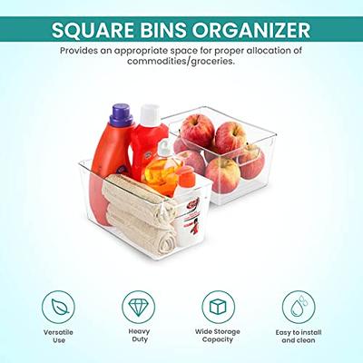 Pantry Organization and Storage Bins - Set of 4 Large Pantry Organizer Bins  - Storage Organizing Bins - Fridge Organizer with Built in Handles. Clear