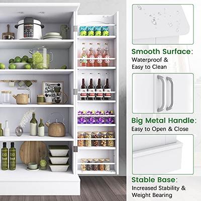 64 Kitchen Pantry Cabinets, White Kitchen Pantry Storage Cabinet with  Adjustable Shelves & Doors, Buffet Cupboards Sideboard Storage Cabinet  Office