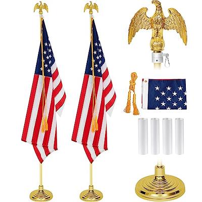 American Flag Pole Kit | Heavy Duty Outdoor Flagpole | 3x5’ Flag | 210D  Nylon United States Flag | 6’ Adjustable Spinning Flag Pole | House Mount