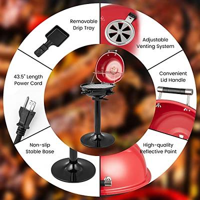 HAPPYGRILL 1600W Electric Grill Outdoor BBQ Grill with Warming Rack for  15-Serving Barbecue Grill Portable Stand BBQ Grill