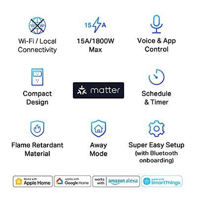 Kasa Matter Smart-Plug w/ Energy Monitoring, Compact Design, 15A