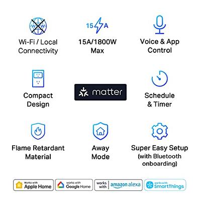 TP-Link Tapo Matter Compatible Smart Plug Mini, Compact Design, 15A/1800W  Max, Super Easy Setup, Works with Apple Home, Alexa & Google Home, UL  Certified, 2.4G Wi-Fi Only, White, Tapo P125M 