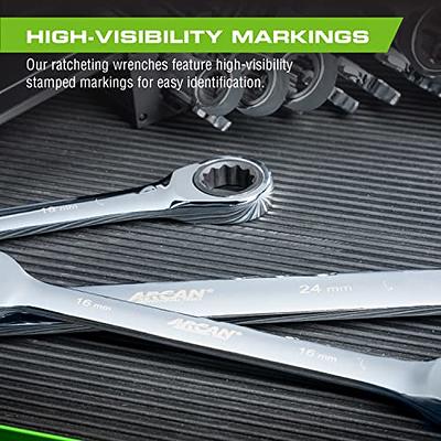 Anti-Slip Grip Professional Metric Ratcheting Combination Wrench