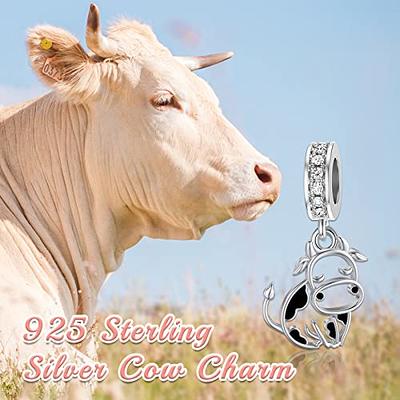 Gnoce Cute Cow Bead Women's S925 Animal Charms for Bracelet and Necklace