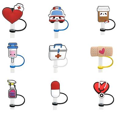  6Pcs Nurse Themed Silicone Straw Covers and Toppers