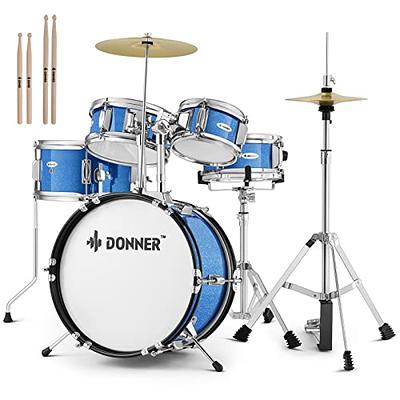 3 Pcs 12 Complete Kids/Junior Child Drum Set Cymbal Kit Stool & 4