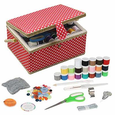 Large Sewing Box with Kit Accessories Sewing Basket Organizer with Supplies  DIY Sewing Kits for Adults, Red Polka Dots - Yahoo Shopping