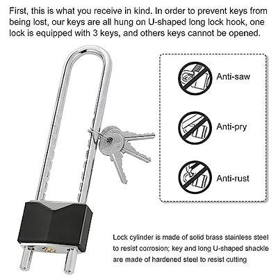 2 Pcs Long Shackle Padlock with Key Solid Brass Removable Adjustable Length  Shackle for Gates, Cabinets, Motorcycle, Bike Lock (Black,2.44 Inch Wide) -  Yahoo Shopping