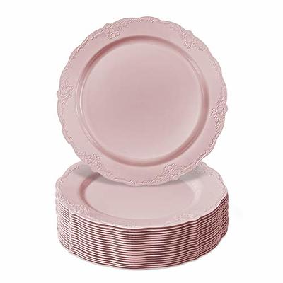 Fancy Disposable Salad Plates (10 PC) Heavy Duty Plastic Plates, Rose Gold  Party Supplies for Baby Showers, Weddings, Parties, Birthdays, & Events,  Pink Plates with Silver Embossed Rim - 9 - Harmony 