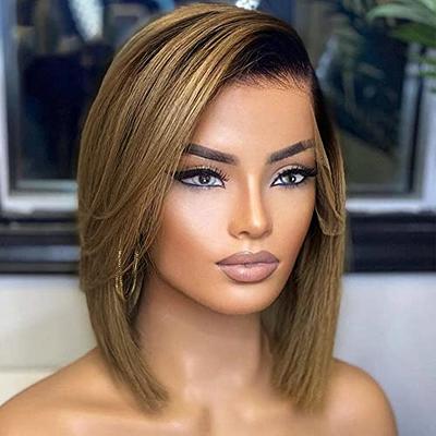  Ombre Blonde Dark Roots Lace Front Wigs 13x4 Free Part  Straight Human Hair Wig Full Ends 28 Inch 150% Density 2 Tone Brazilian  Virgin Lace Frontal Wigs Pre plucked Natural