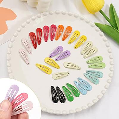 120 Pack Colorful Barrettes, 2 Inch Barrettes Metal Snap Hair Clips Candy  Color Hair Accessories for Kids Teens, Toddlers,Women(40 Colors)