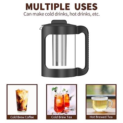 JssCsvy Cold Brew Coffee Maker,1.58qt Iced Coffee Maker With Removable  Stainless Steel Filter and Seal,Tea Brewer,Thickened Borosilicate Glass, Large Caliber Design,1.5L/51 Oz - Yahoo Shopping