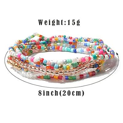 Bohemian Stackable Bead Bracelets for Women Stretch Multilayered Bracelet Set Multicolor Jewelry