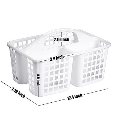 ALINK Plastic Shower Caddy Basket with Compartments, Portable Divided  Cleaning Supply Storage Organizer with Handle for College Dorm Bathroom -  White