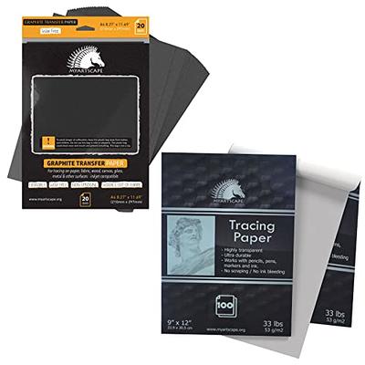 MyArtscape Graphite Transfer Paper, 20 White Sheets - Wax Free - Erasable -  Smudge-Free - Ideal for Drawing and Tracing - Premium Arts and Crafts  Supplies