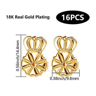 8 Pairs Earring Backs for Droopy Ears Earring Lifters Backs for Studs 18K  Gold Adjustable Hypoallergenic Earring Backs for Heavy Earring - Yahoo  Shopping