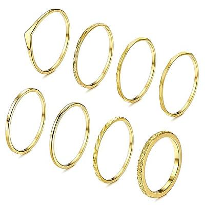 UBGICIG Gold Stackable Rings for Womens 8Pcs Stainless Steel Hypoallergenic  Plain Rings for Women 14K Gold Plated Band Rings Non Tarnish Jewelry Thin  Simple Rings Set Size 8 - Yahoo Shopping