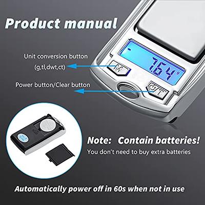 Gram Scale 220g/ 0.01g, Digital Pocket Scale 100g calibration