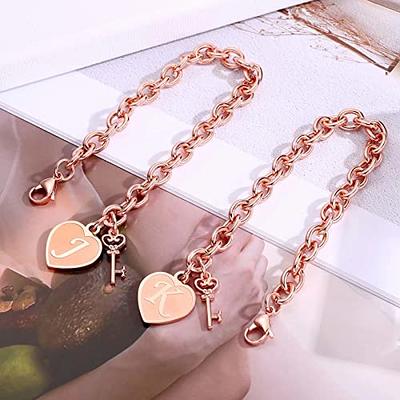 Initial Charm Bracelet Rose Gold