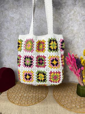 Crochet Handmade Handbag Tote Bag Boho Bag Knitted Bag Granny square bag