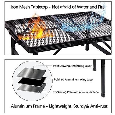 Costway Foldable Camping Table Outdoor BBQ Portable Grilling Stand with Windscreen Bag