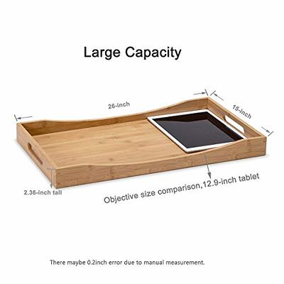 Large Wood Serving Tray With Handles, Ottoman Tray 