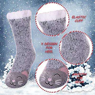 LANLEO Fuzzy Socks For Women Slipper Socks Fluffy Winter Warm Soft Cozy  Plush Cute Animal Sleeping Christmas Socks