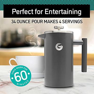 Coffee Gator French Press Coffee Maker - Thermal Insulated Brewer Plus  Travel Jar - Large Capacity, Double Wall Stainless Steel - 34oz - Orange -  Yahoo Shopping