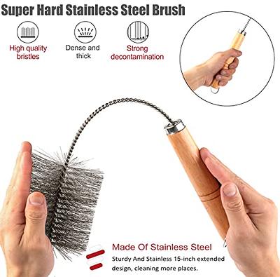 15-inch Tent Wood Burning Stove Pipe Cleaning Brush with Stainless Steel  Bristles, and Chimney Cleaning Wire Brush